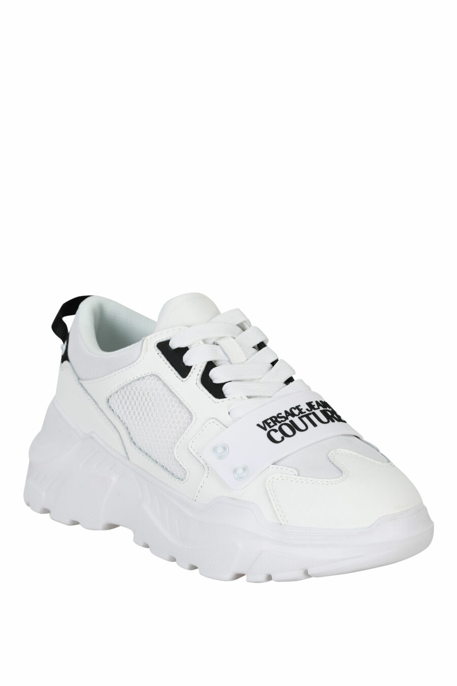 White "speedtrack" shoes with black rubber mini-logo on the front - 8052019604337 1