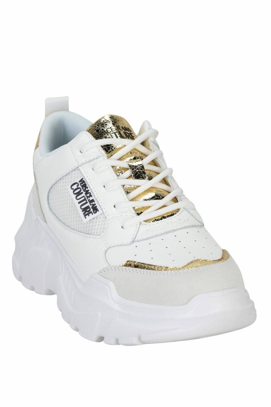 Zapatillas blancas mix con detalles dorados y plataforma - 8052019604764 1