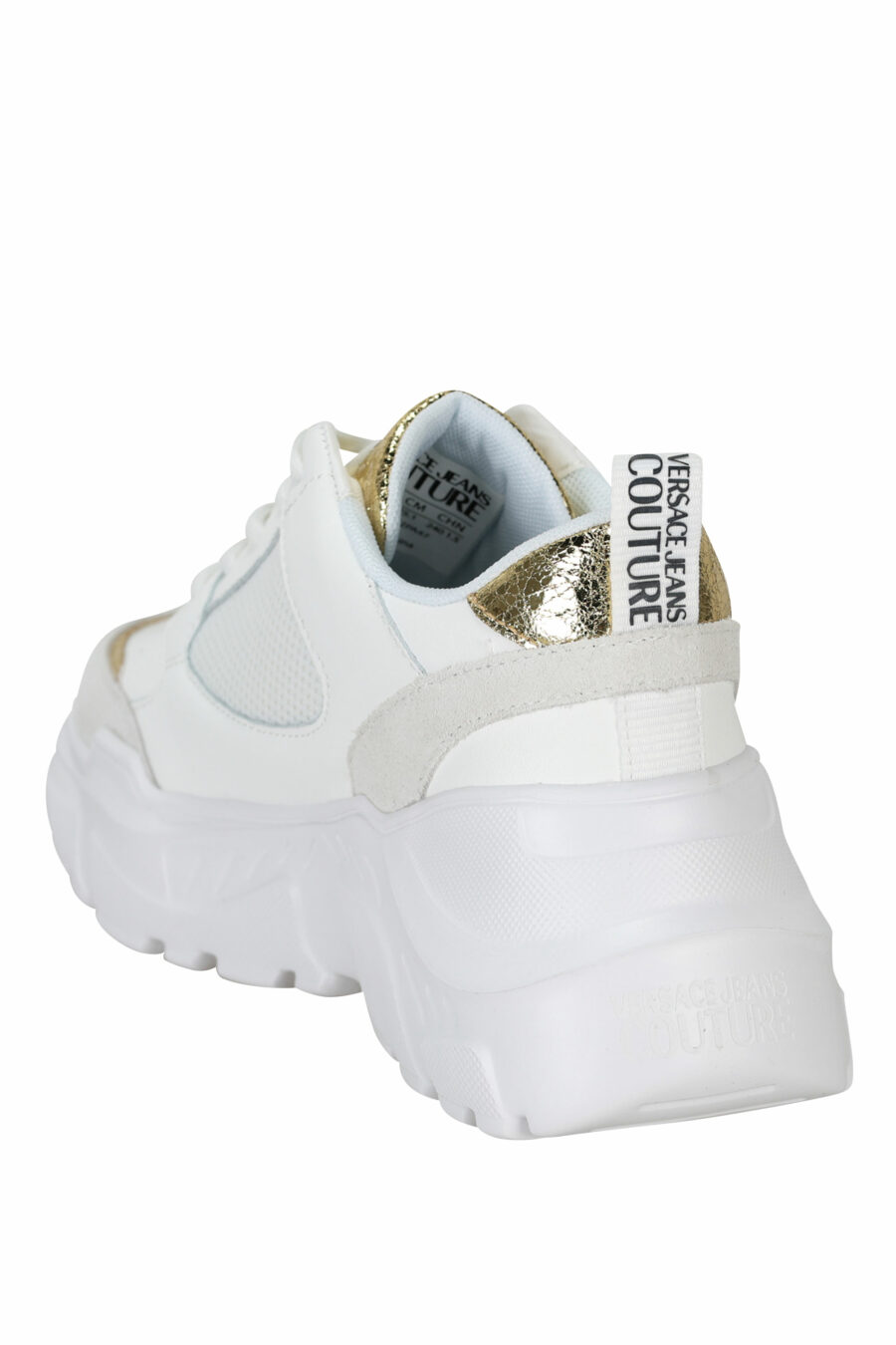 Zapatillas blancas mix con detalles dorados y plataforma - 8052019604764 3