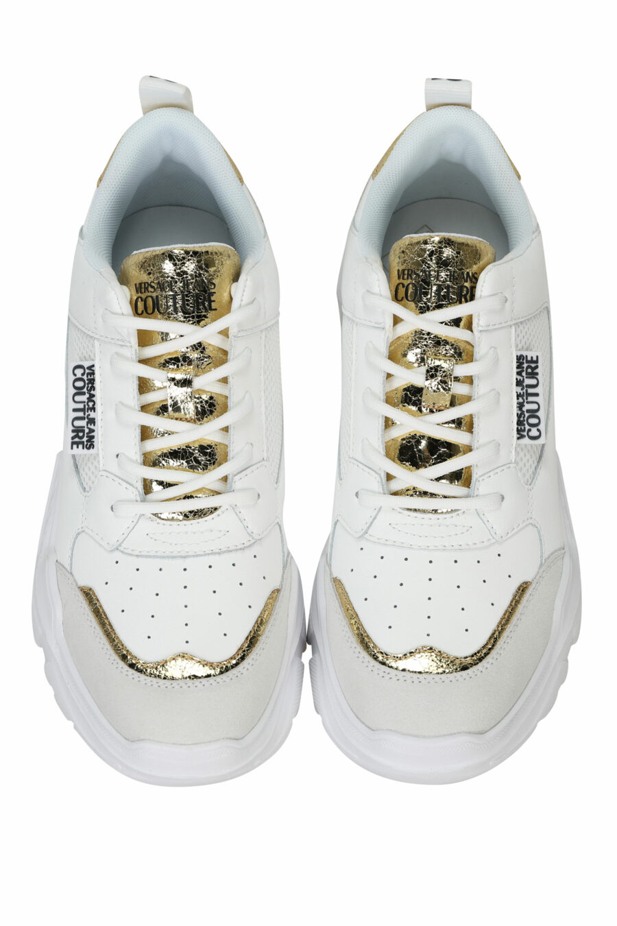 Zapatillas blancas mix con detalles dorados y plataforma - 8052019604764 4