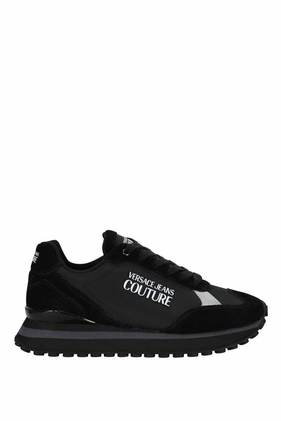 Zapatillas negras mix con minilogo blanco y suela negra - 8052019606362