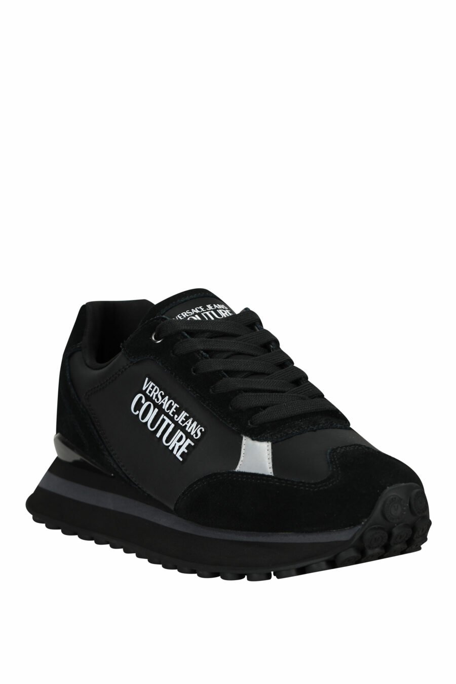 Zapatillas negras mix con minilogo blanco y suela negra - 8052019606362 1