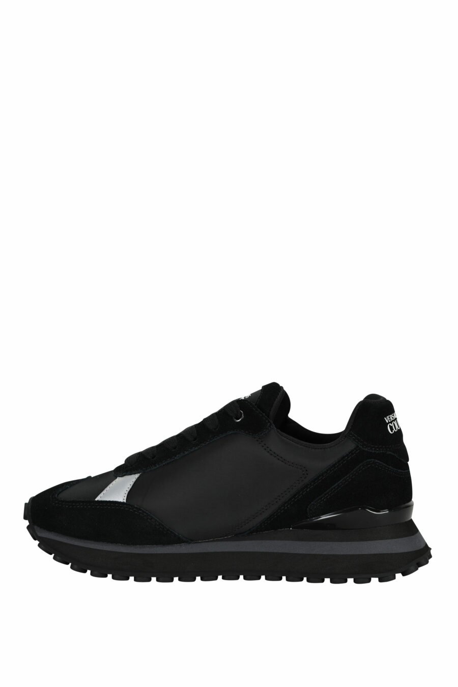 Zapatillas negras mix con minilogo blanco y suela negra - 8052019606362 2