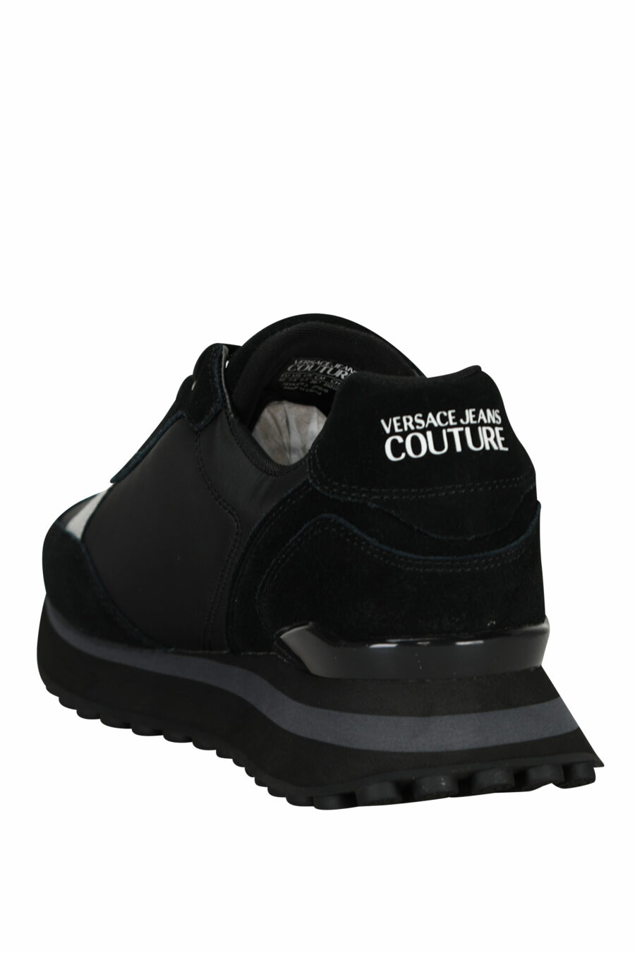 Zapatillas negras mix con minilogo blanco y suela negra - 8052019606362 3