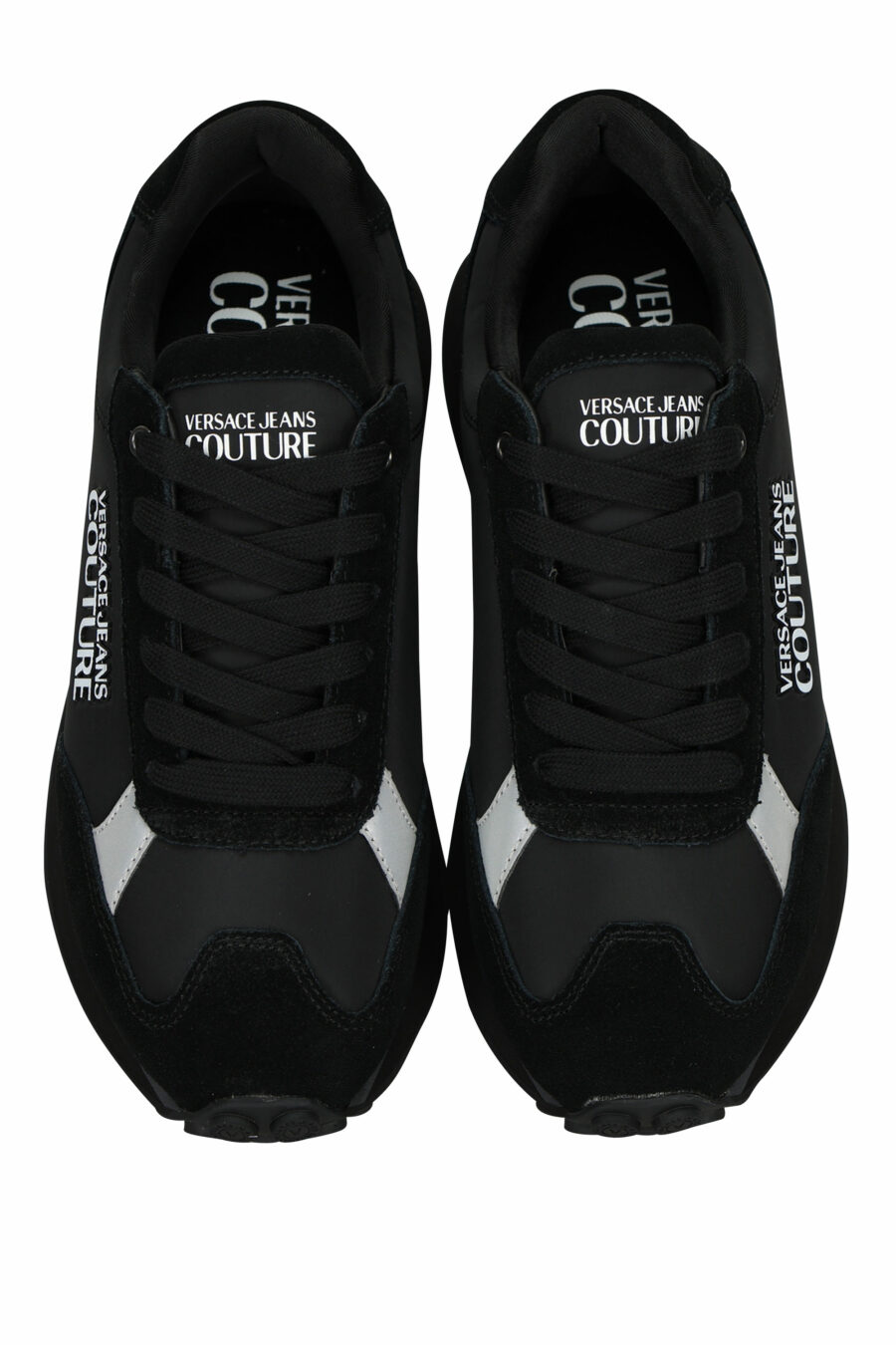 Zapatillas negras mix con minilogo blanco y suela negra - 8052019606362 4
