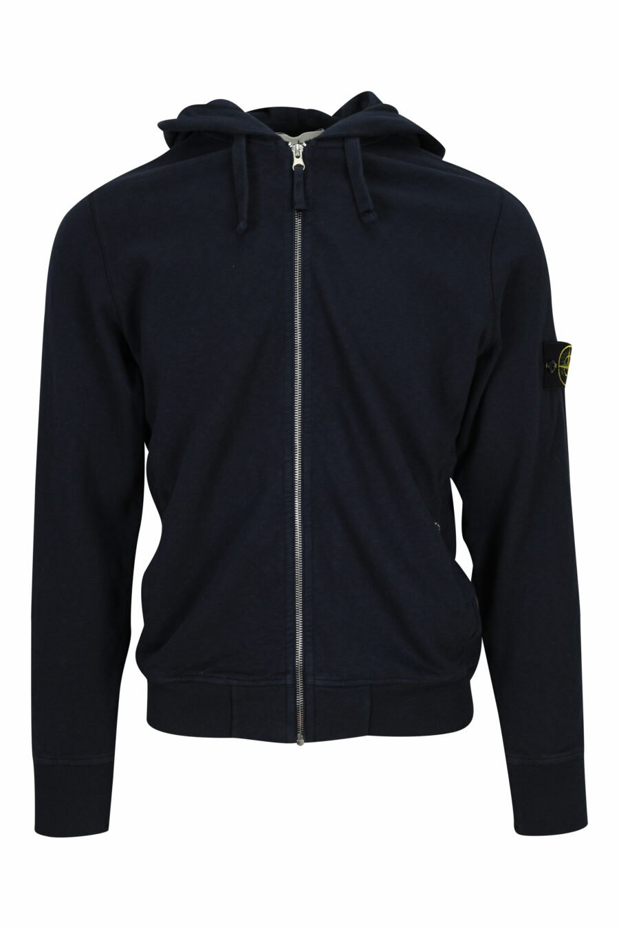 Dark blue hooded zip-up sweatshirt with logo compass patch - 8052572914423