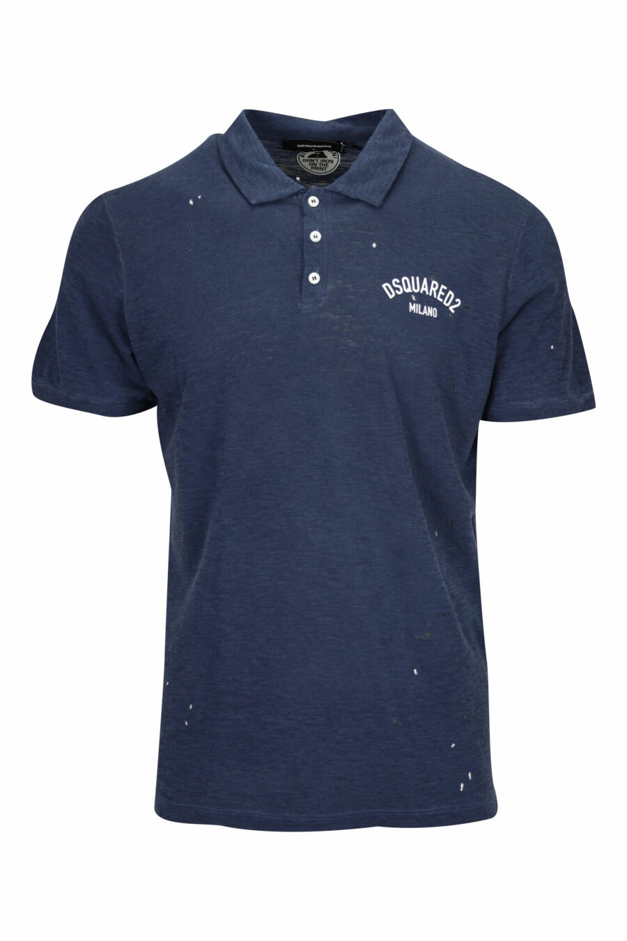 Dark blue polo shirt with folded mini logo - 8054148471095