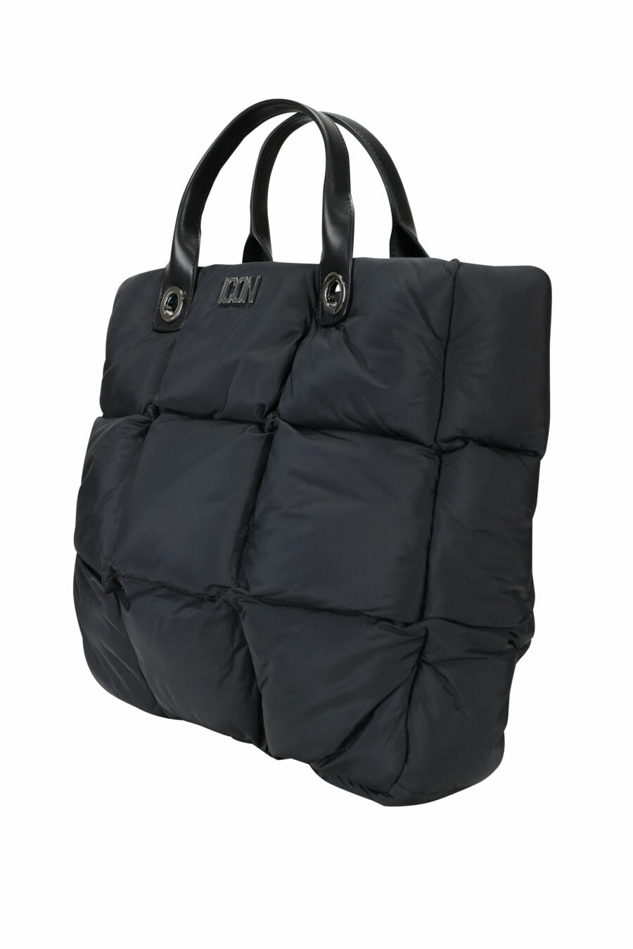Black shopper bag with metal logo - 8055777276341 3