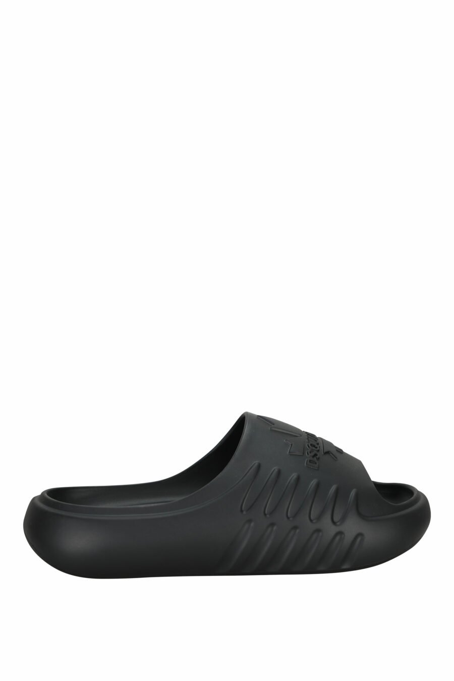 Black rubber flip flops with monochrome logo - 8055777295403