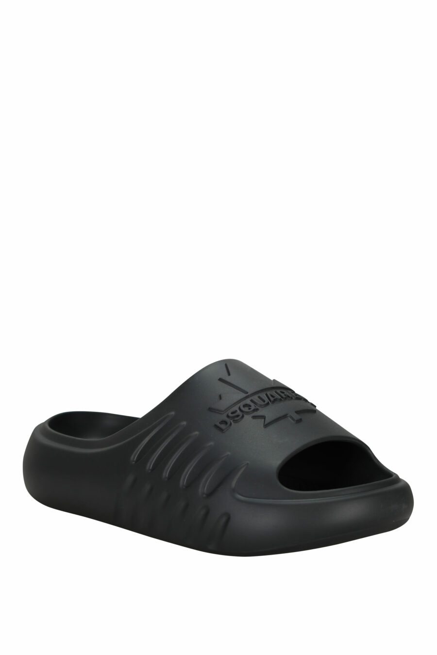 Black rubber flip flops with monochrome logo - 8055777295403 1