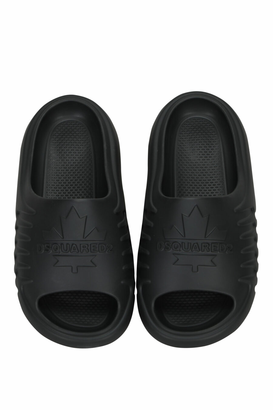 Black rubber flip flops with monochrome logo - 8055777295403 4