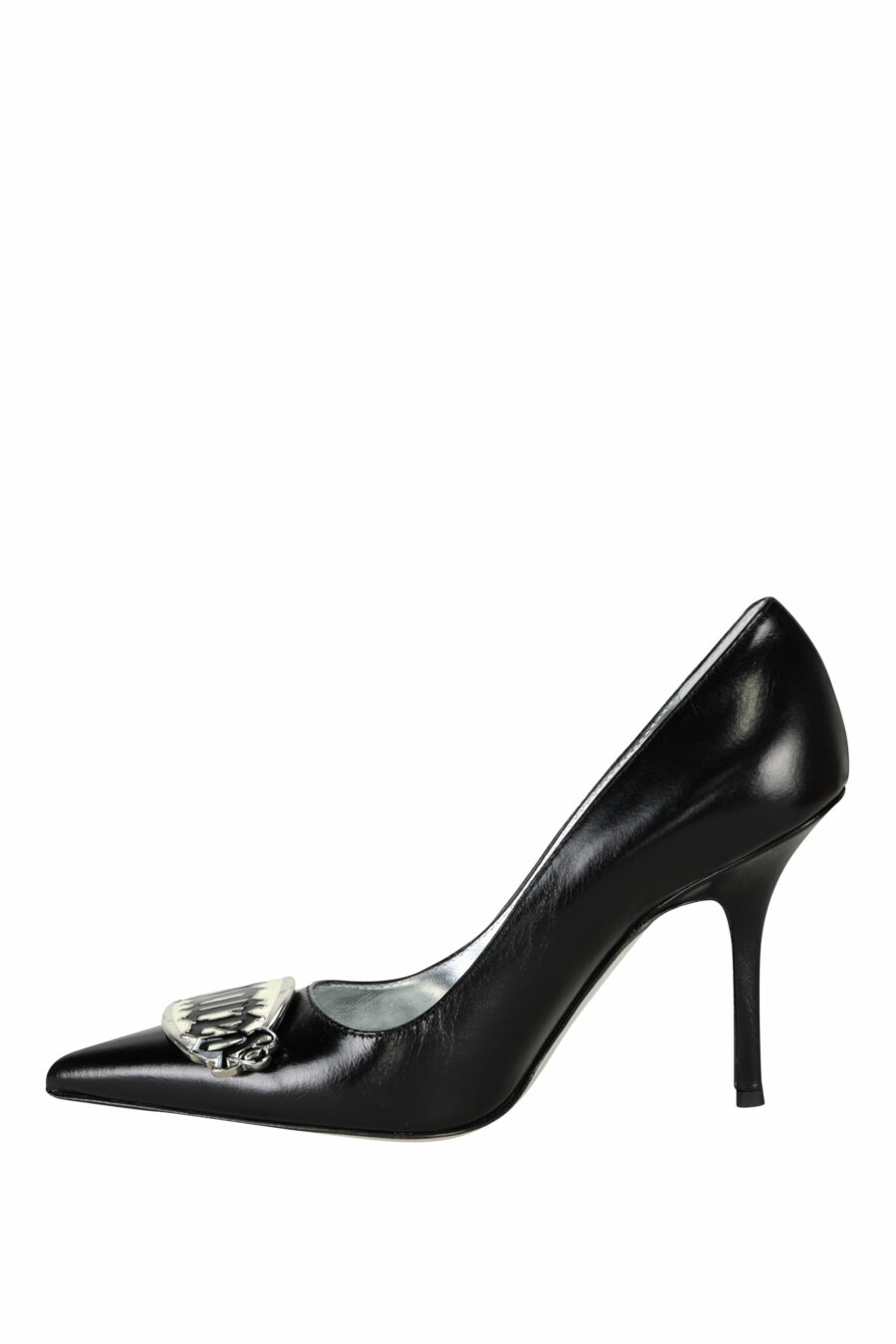 Black heels with silver metal logo - 8055777298886 2