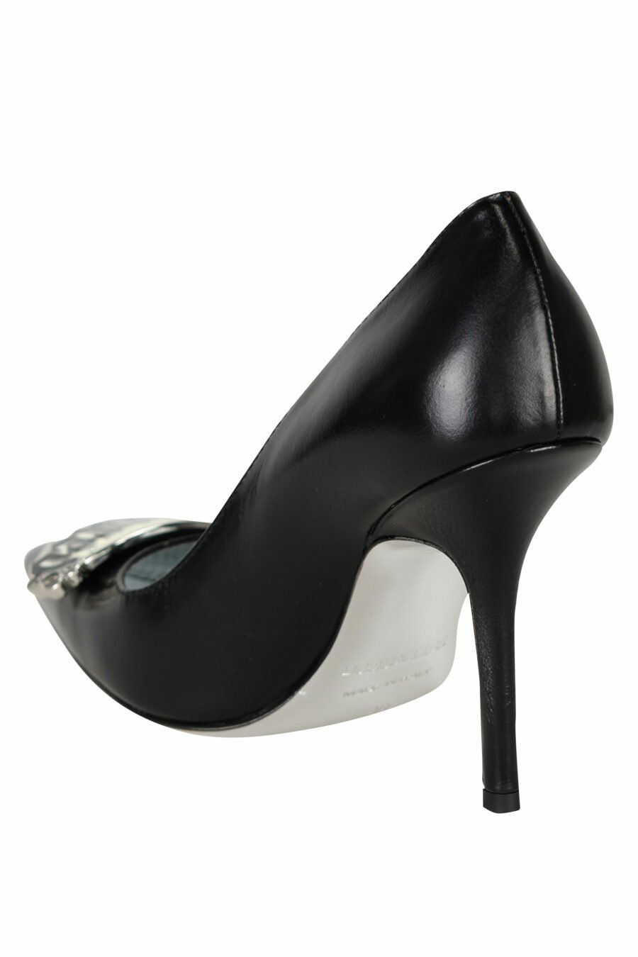 Black heels with silver metal logo - 8055777298886 3