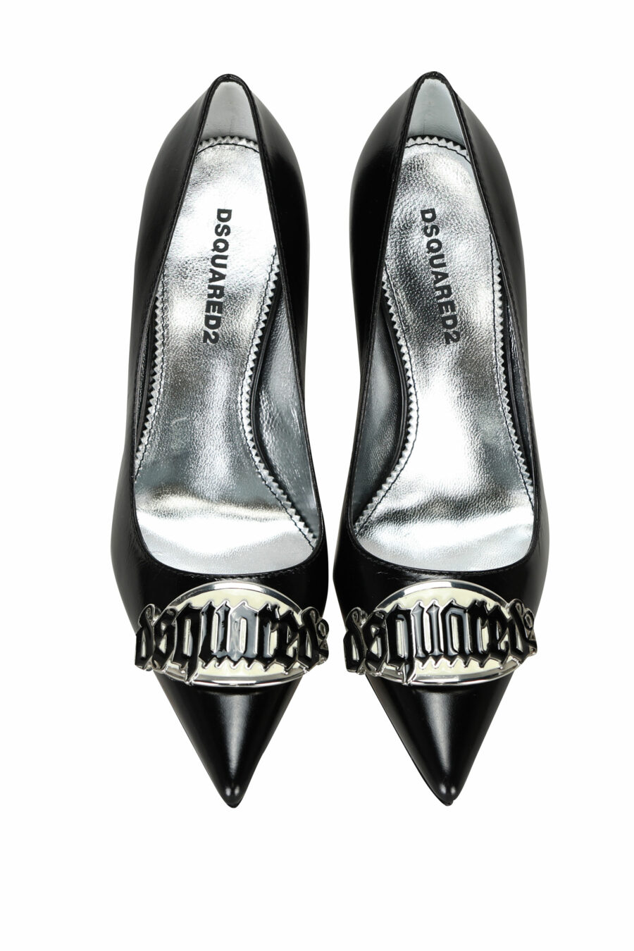 Black heels with silver metal logo - 8055777298886 4