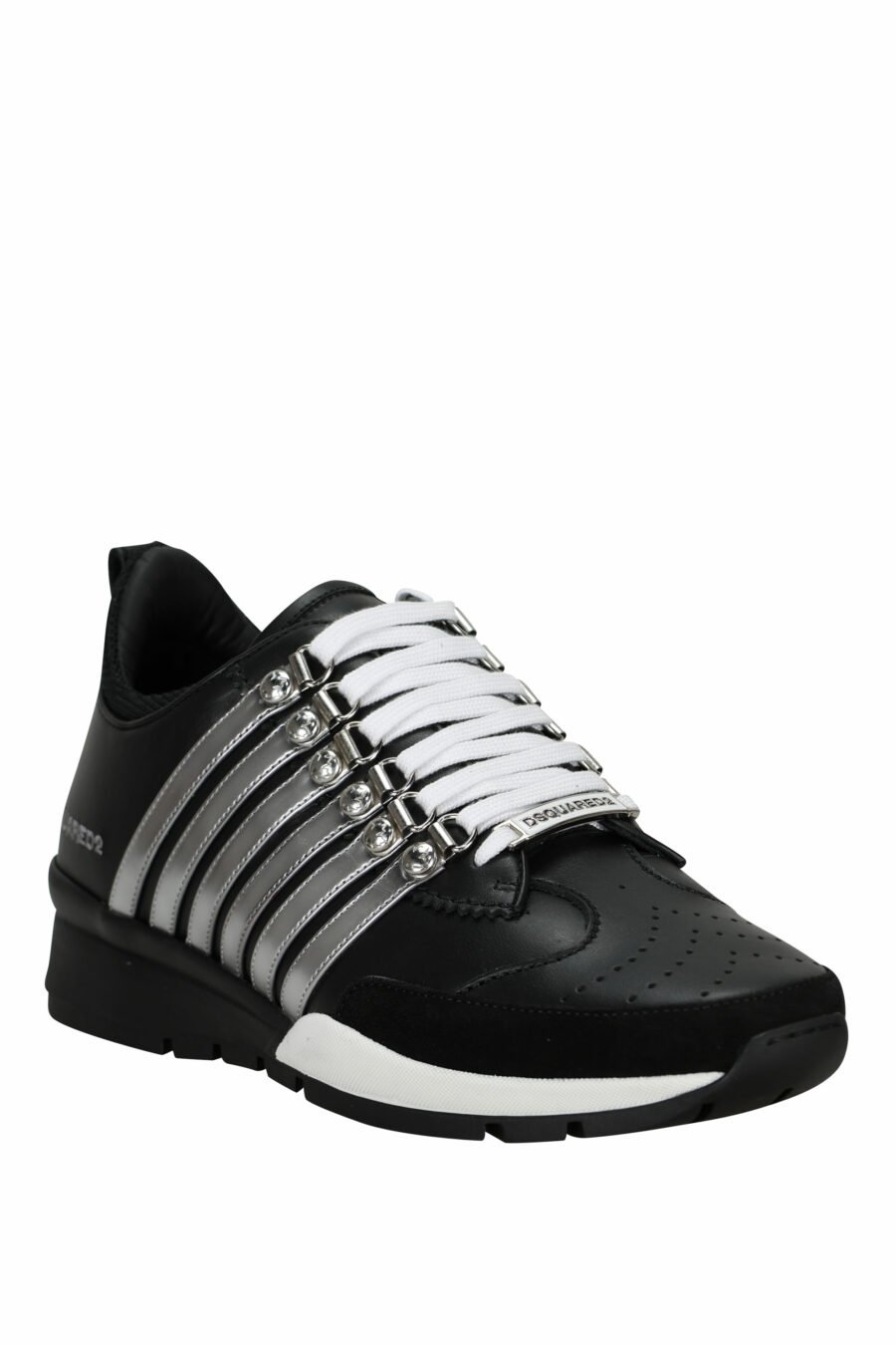 Black trainers with silver lines and bicolour sole - 8055777301289 1