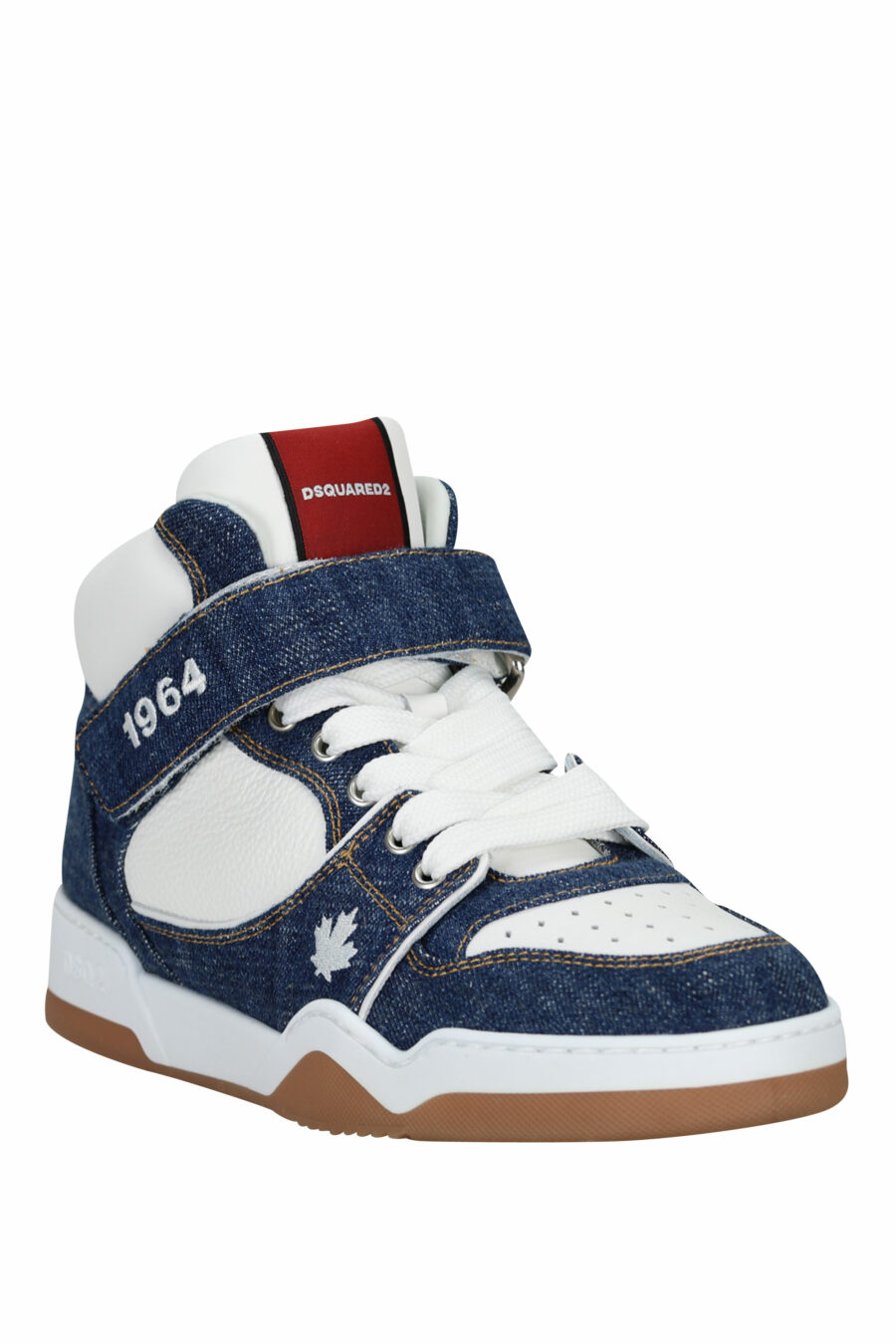 Blue denim "spyker" white high top trainers with logo - 8055777306079 1