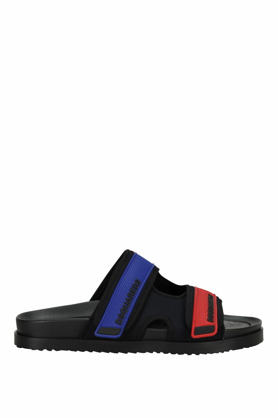 Schwarze Sandalen mit rotem und blauem Klettverschluss - 805777314715