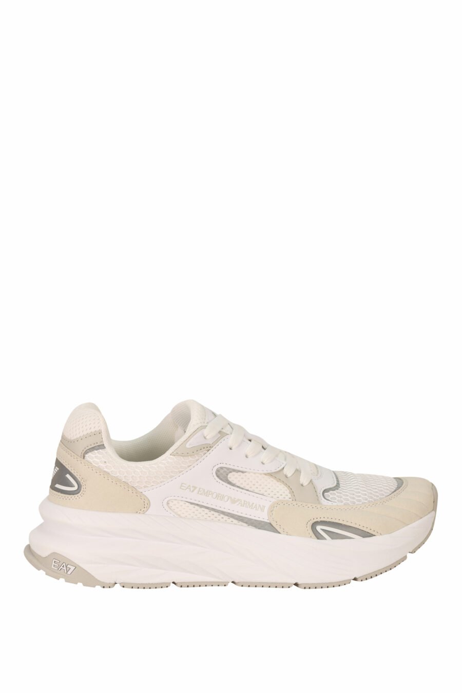 Beige and white mix trainers with beige minilogo - 8057970637271