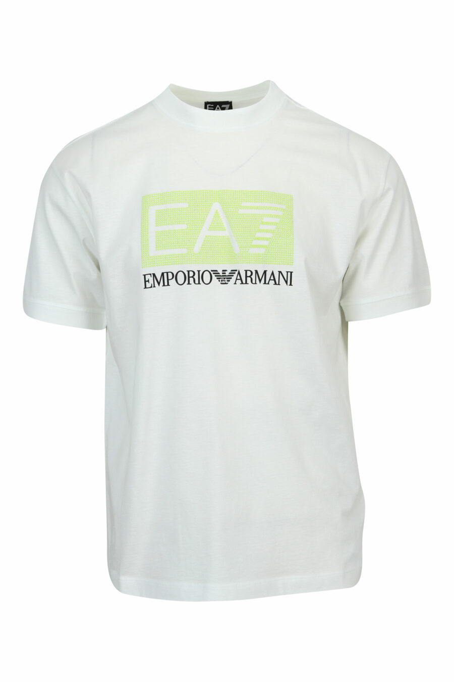 Camiseta blanca con maxilogo "lux identity" en recuadro verde - 8057970672555