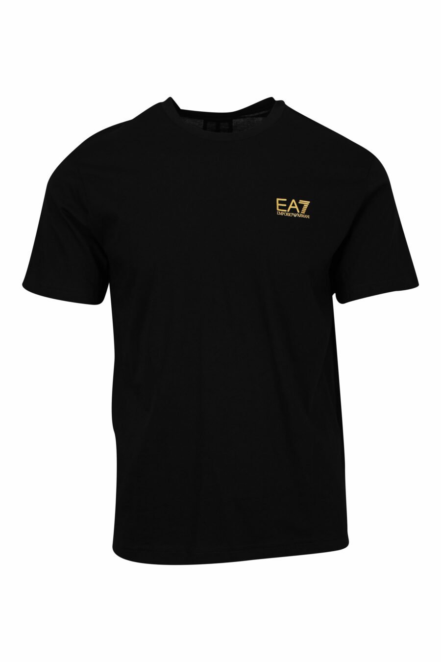 Camiseta negra con maxilogo "lux identity" dorado vertical detrás - 8057970715047