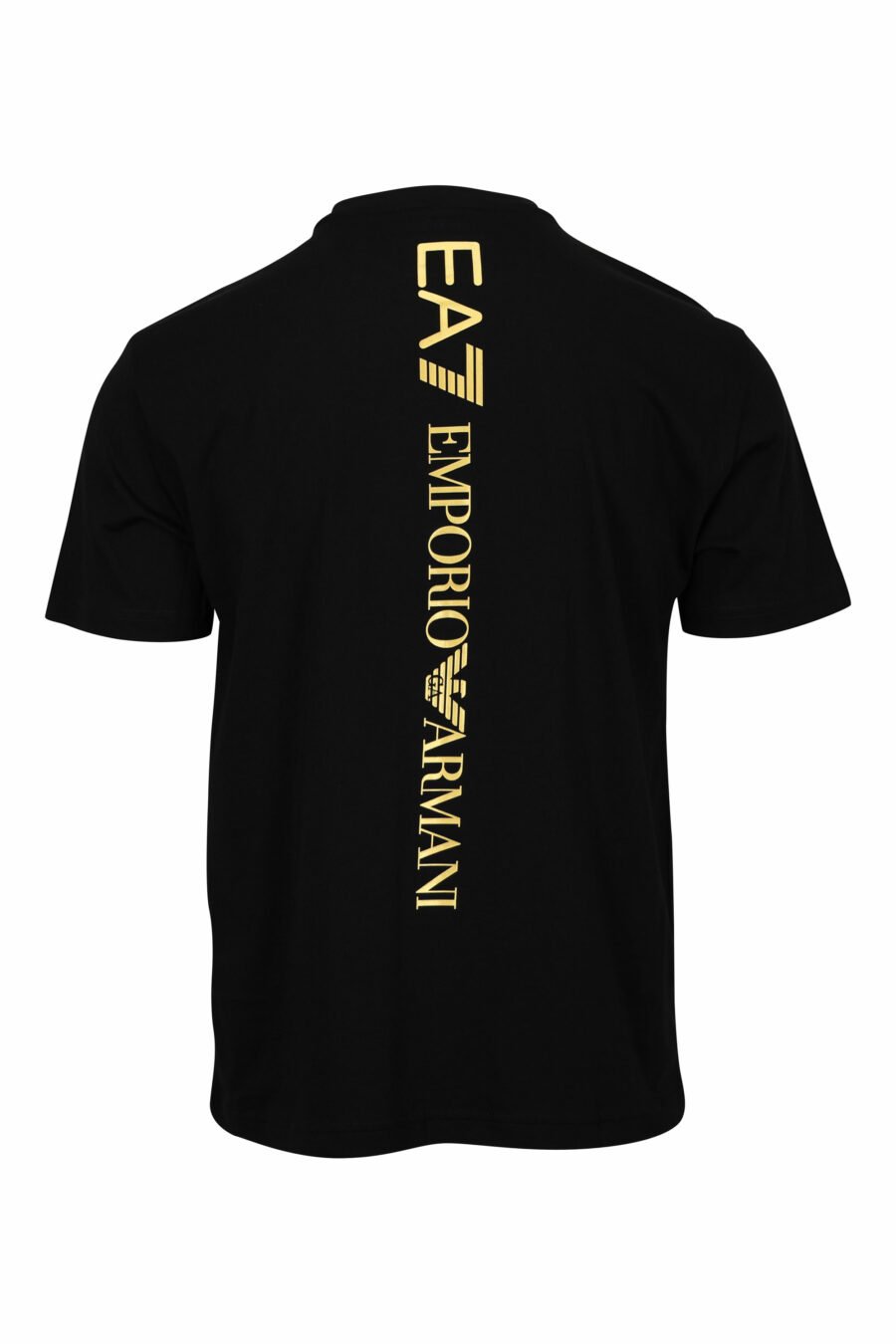 Camiseta negra con maxilogo "lux identity" dorado vertical detrás - 8057970715047 1