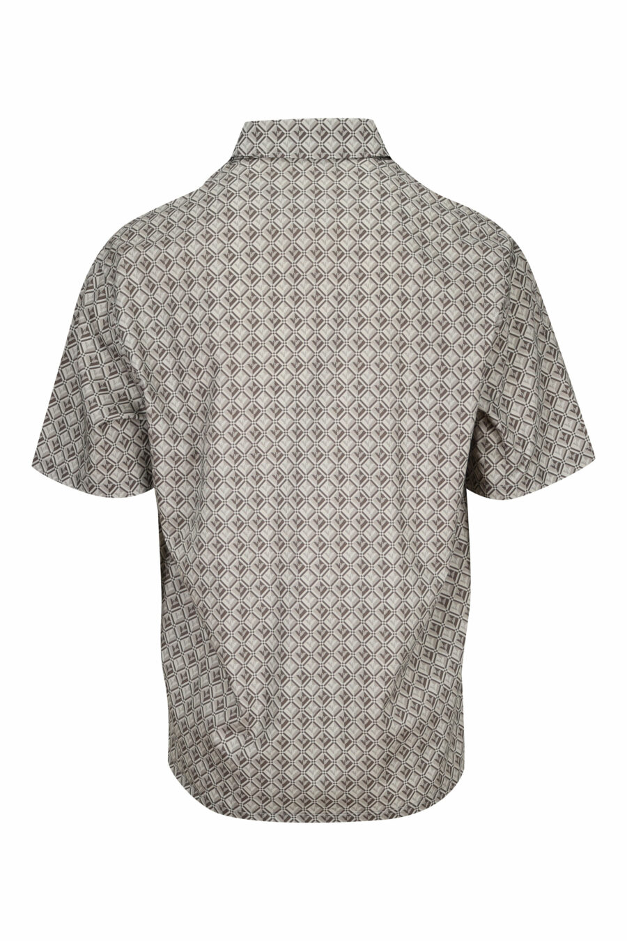 Camisa gris de rombos manga corta con minilogo - 8057970851387 1