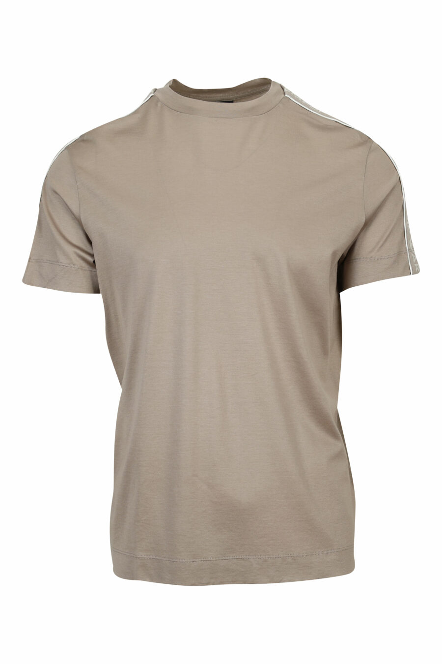 Camiseta beige con logo en hombros monocromático - 8057970958284