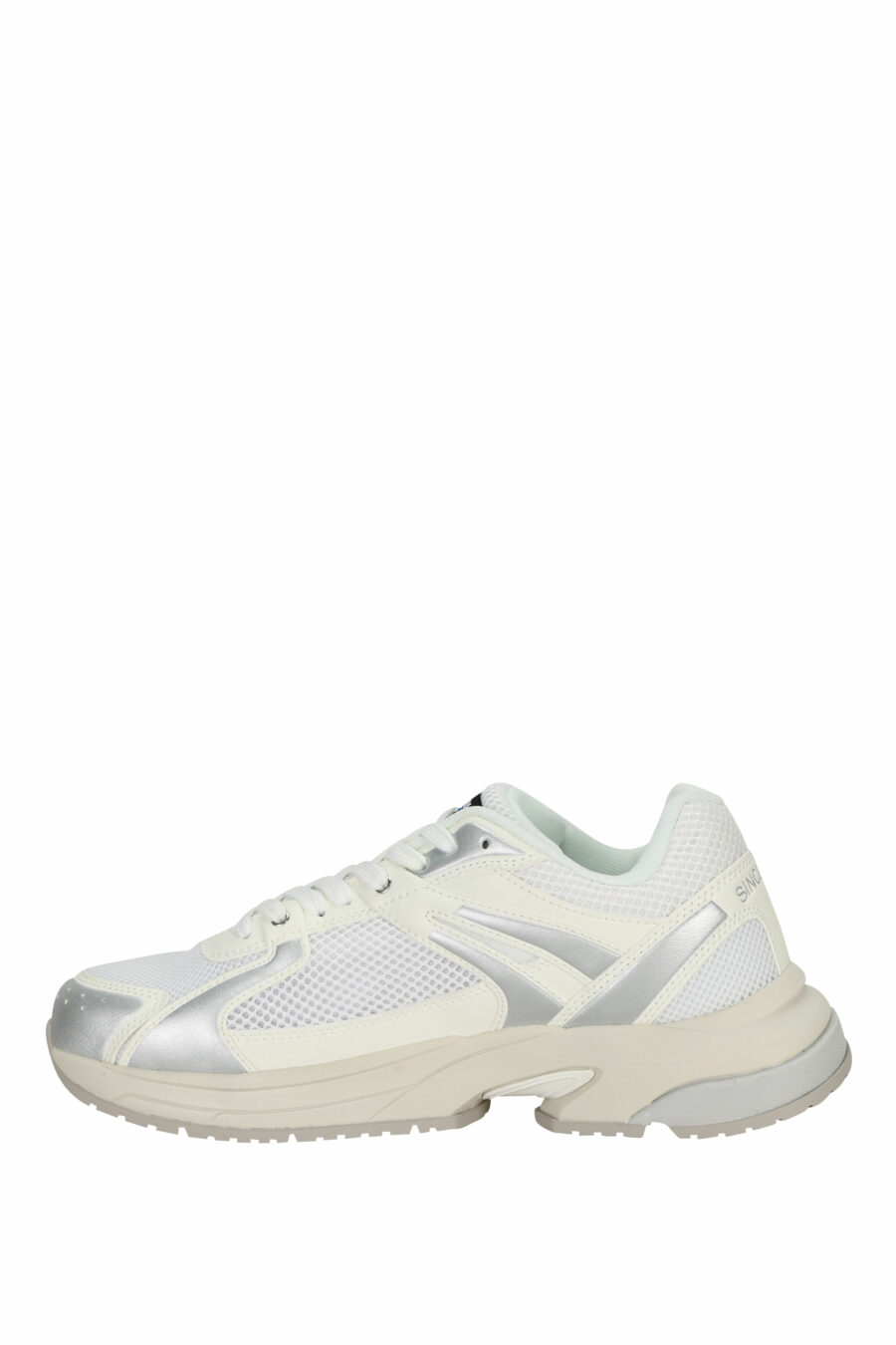 Chaussures blanches avec logo "aigle" argenté et bouclier blanc - 8058156543539 2