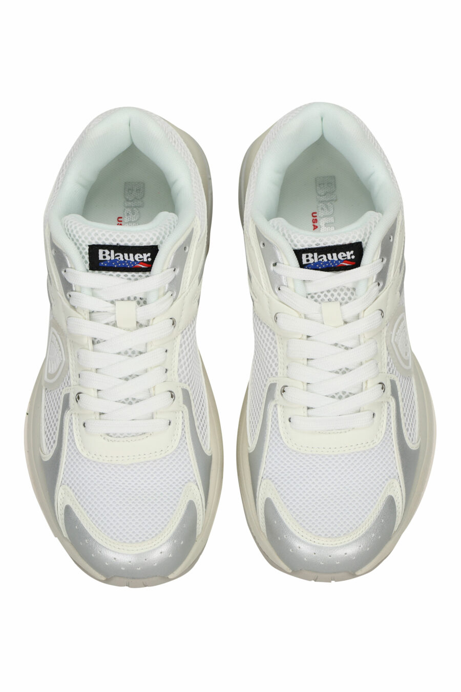 Chaussures blanches avec logo "aigle" argenté et bouclier blanc - 8058156543539 4