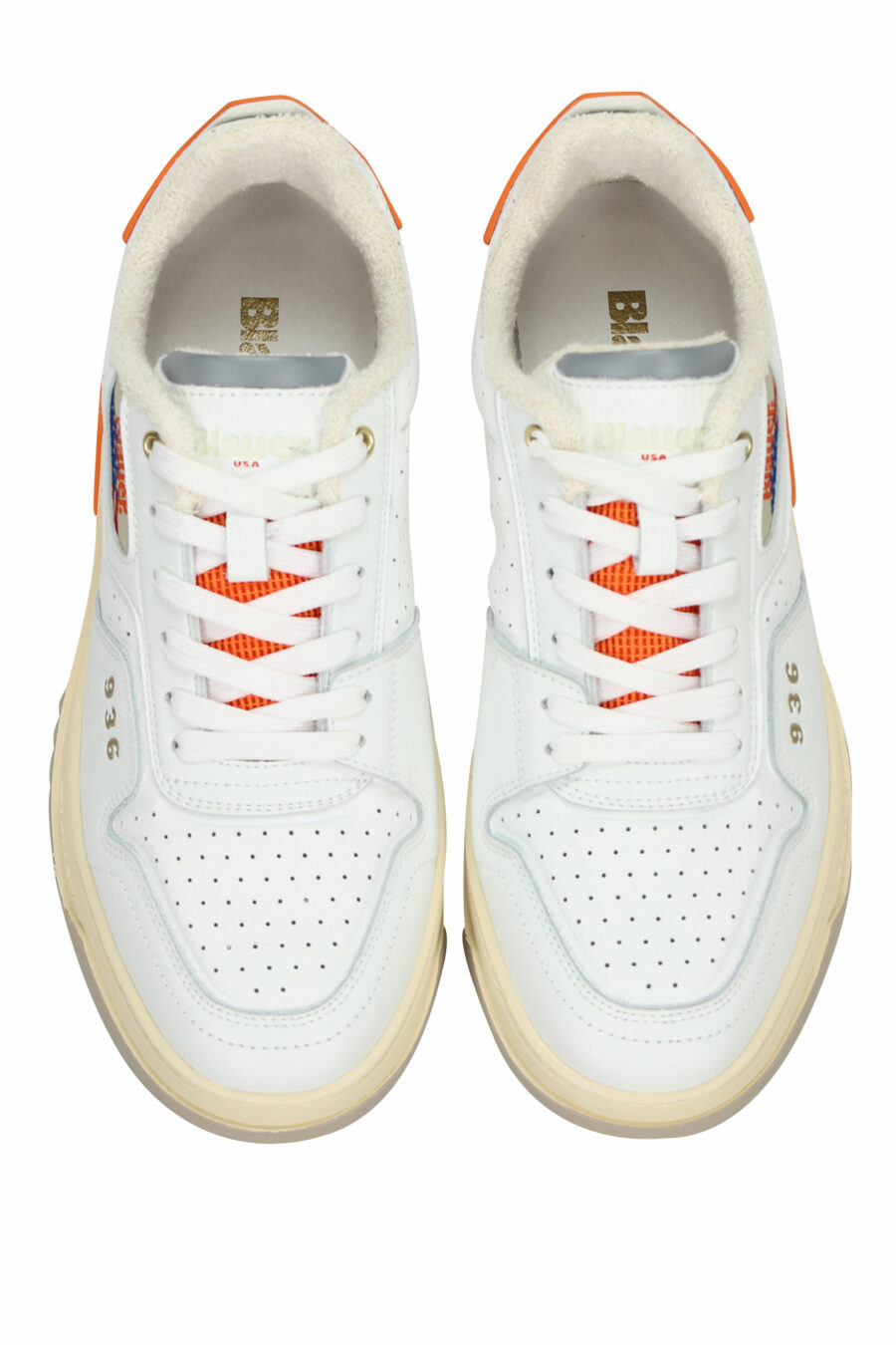 Zapatillas blancas con naranja "harper" y minilogo - 8058156544314 4