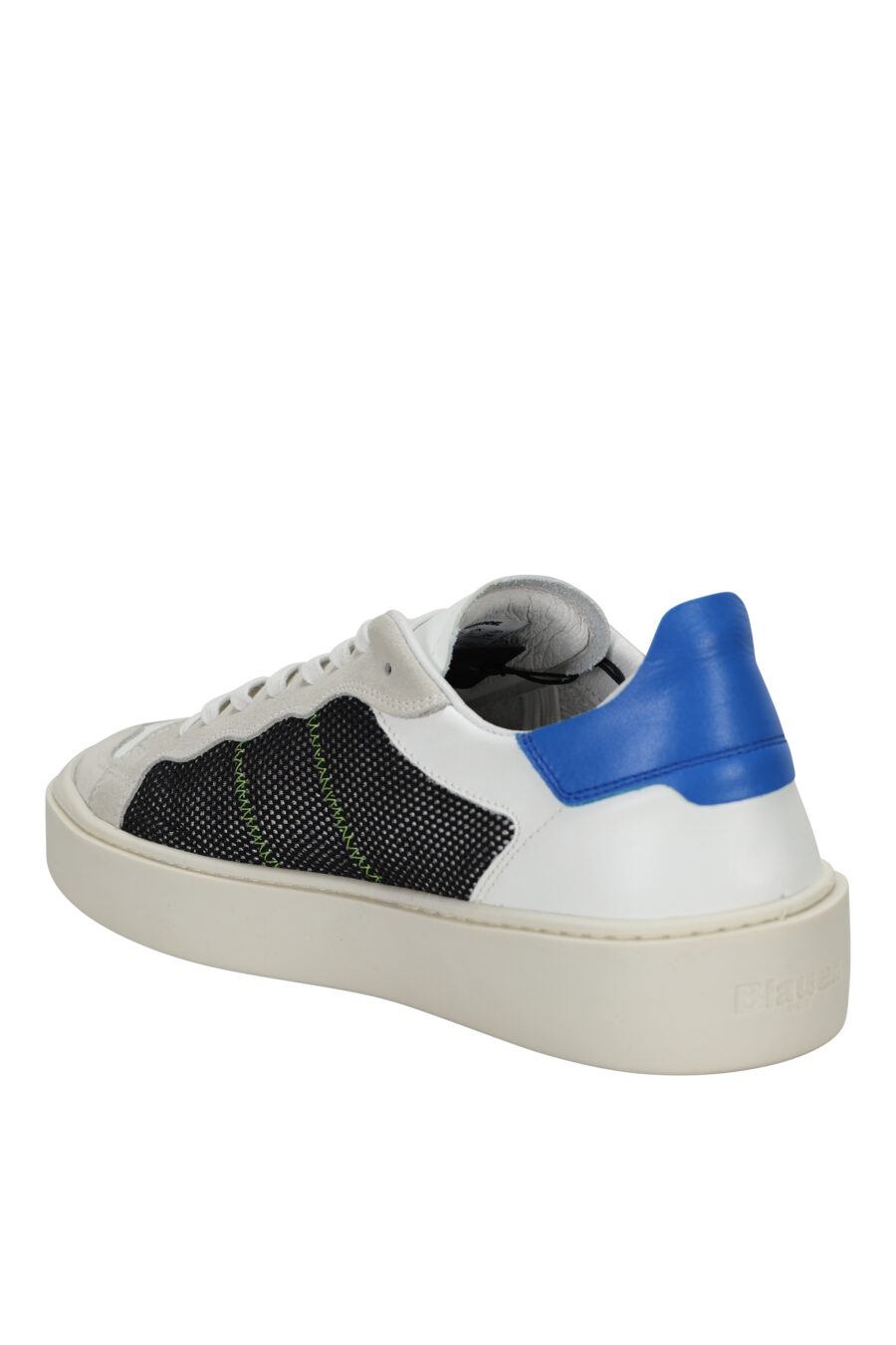 Zapatillas blancas con rejilla negra y detalle azul "staten" - 8058156550964 3