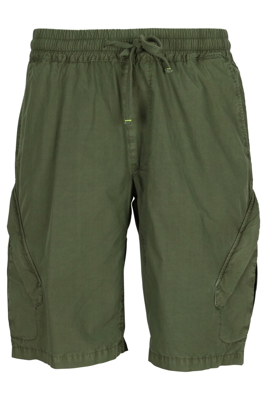 Pantalón verde militar corto con resorte - 8058610775407