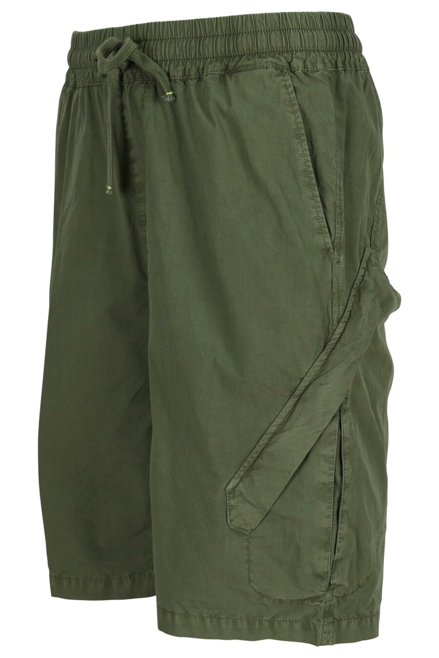 Calças curtas verdes militares com mola - 8058610775407 1