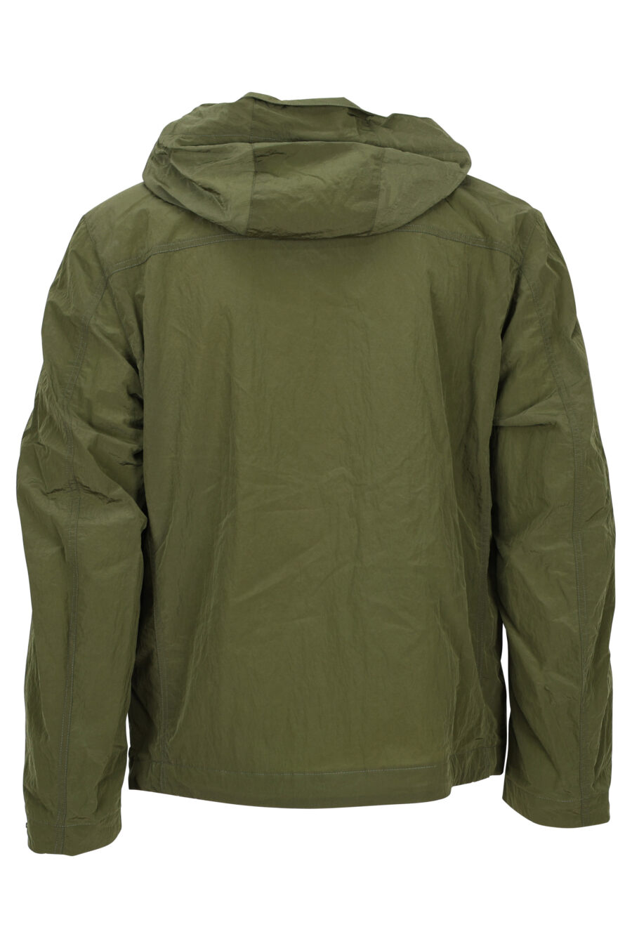 Chaqueta verde militar con capucha y detalles verde lima - 8058610789183 2