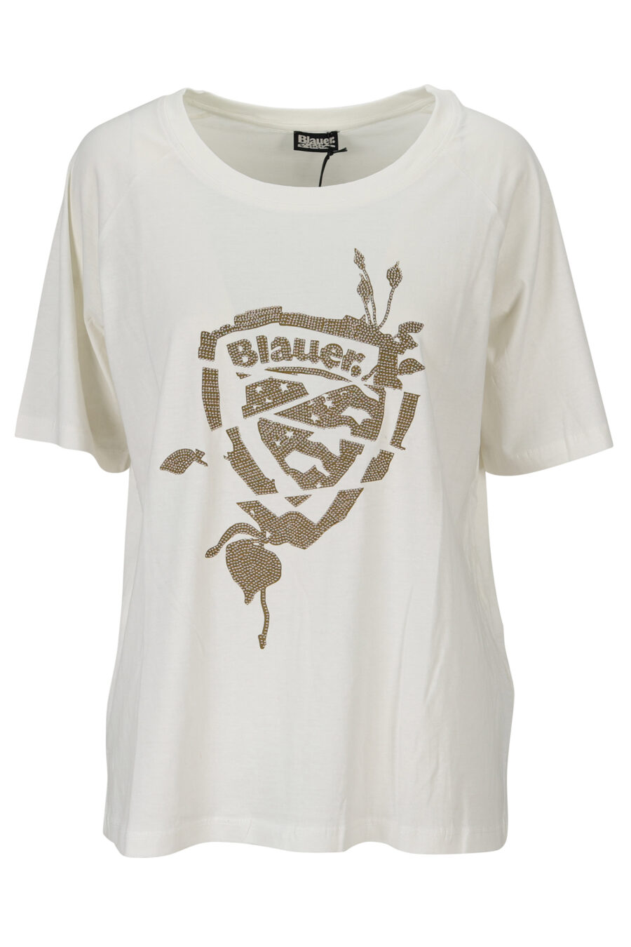 Camiseta blanca con maxilogo "strass" - 8058610837020