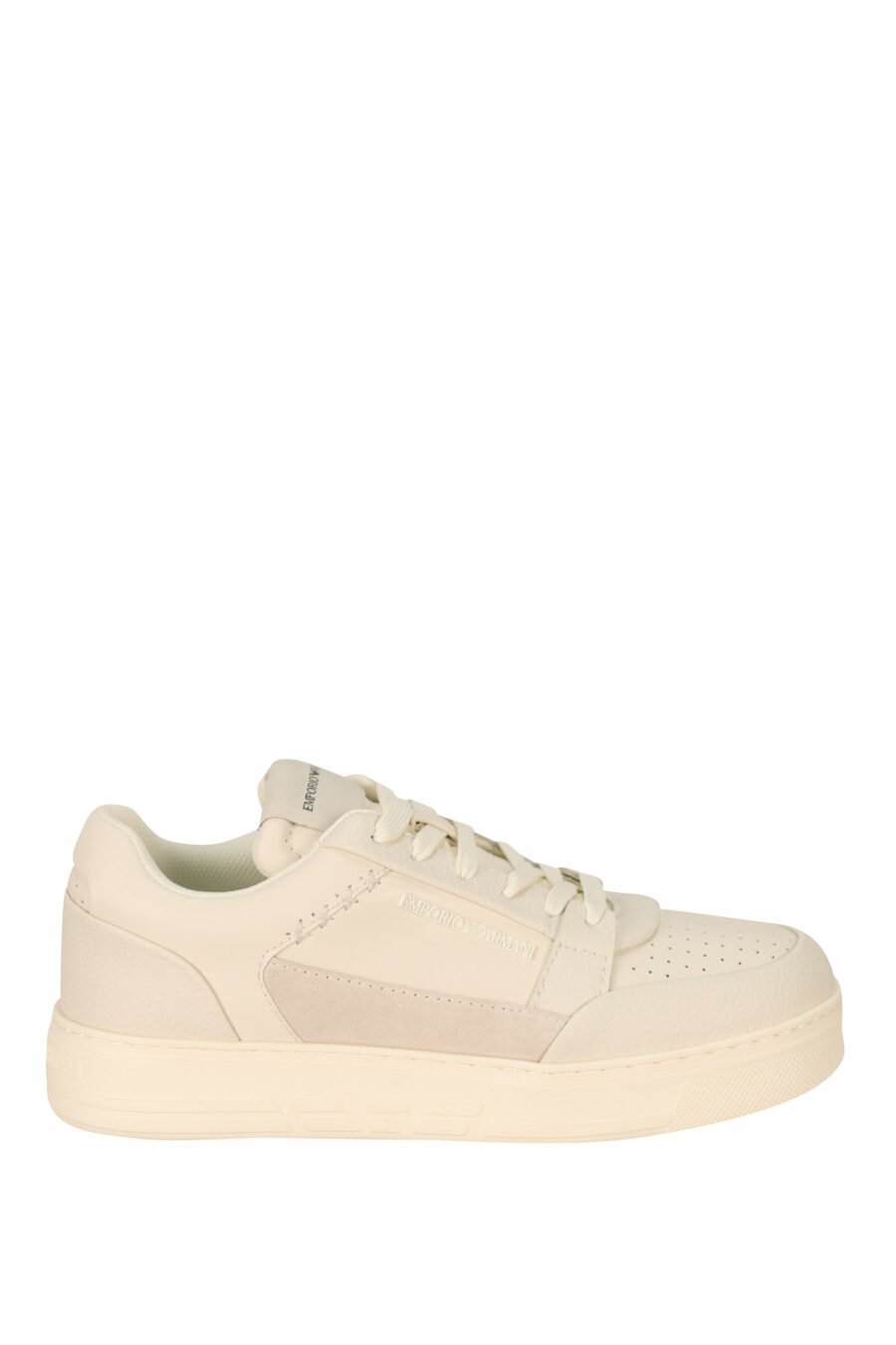 White trainers mixed with beige and rubber mini-logo - 8058947169122