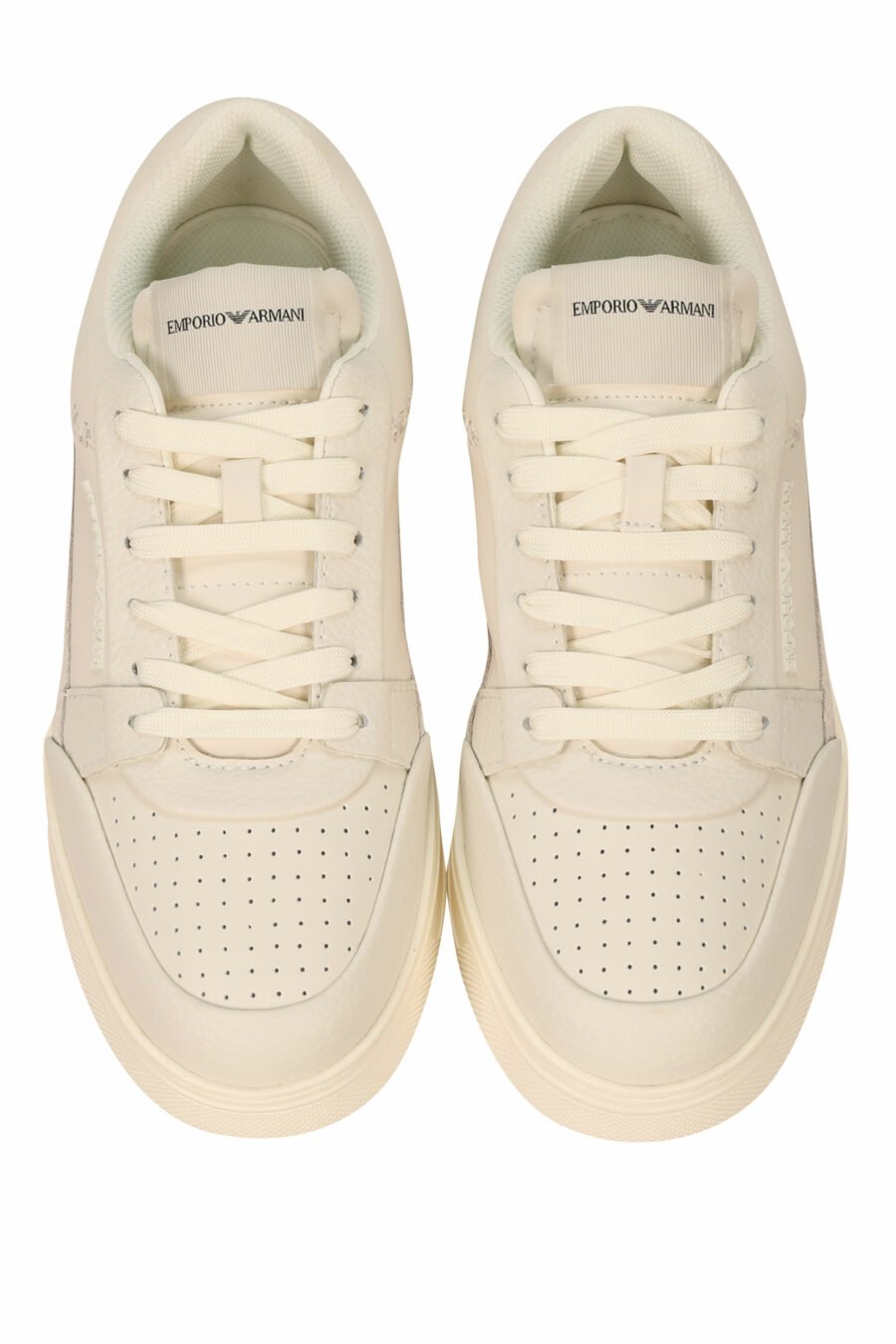 Zapatillas blancas mix con beige y minilogo en goma - 8058947169122 4