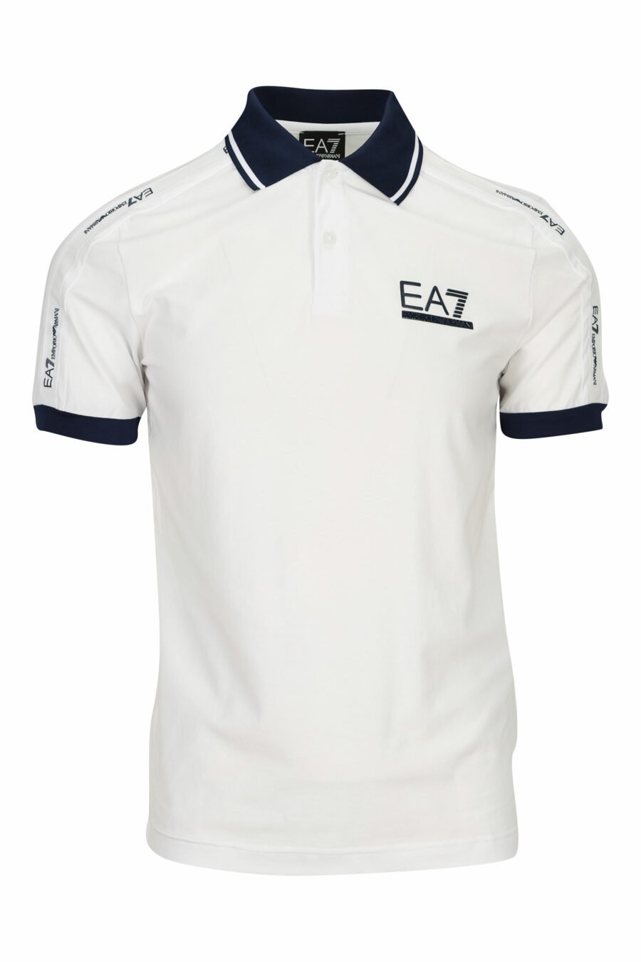 Weißes Poloshirt mit Mini-Logo "lux identity" auf der Schulterpartie - 8058947458868 1