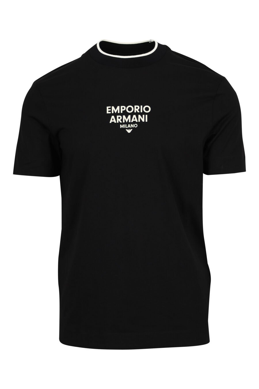 Camiseta negra con minilogo "emporio" centrado - 8058947990740