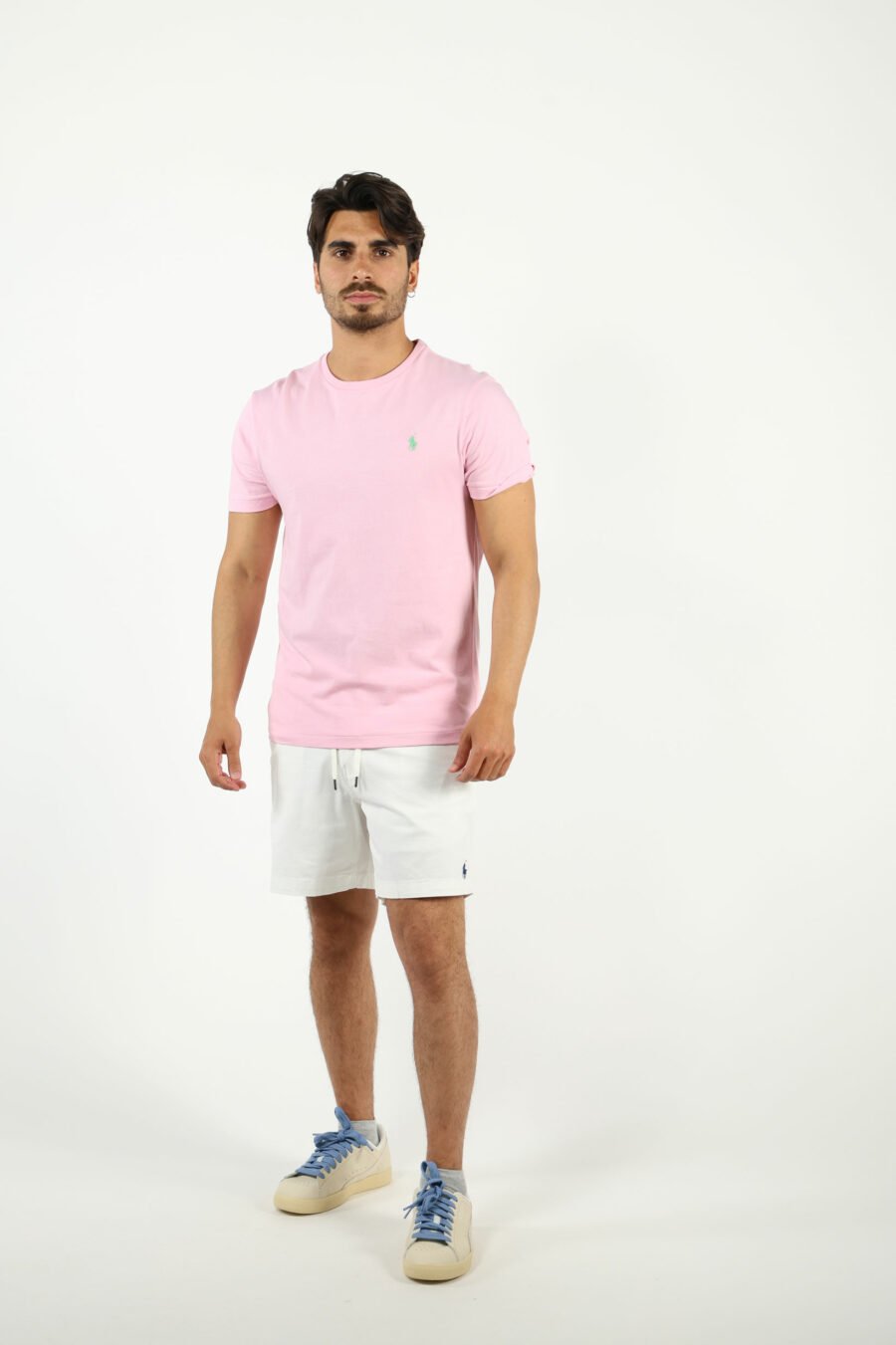 Camiseta rosa con minilogo "polo" verde - number14054