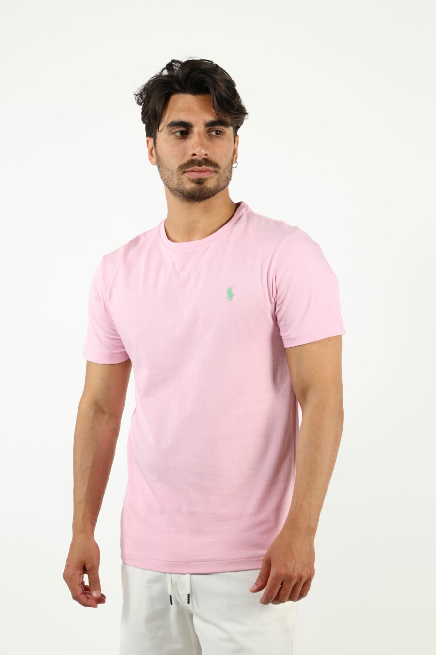 Camiseta rosa con minilogo "polo" verde - number14056
