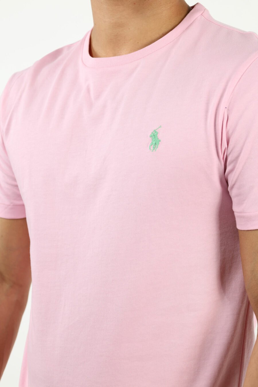 Camiseta rosa con minilogo "polo" verde - number14057