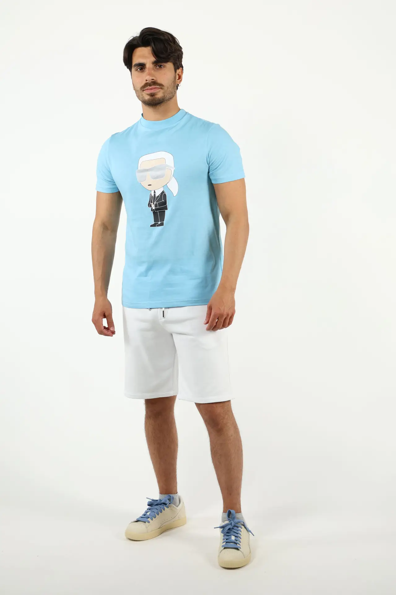 Karl Lagerfeld - Light blue T-shirt with 