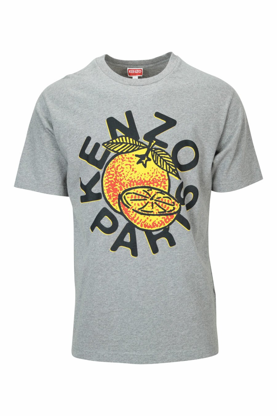 Camiseta gris con maxilogo "kenzo orange" - 3612230629523