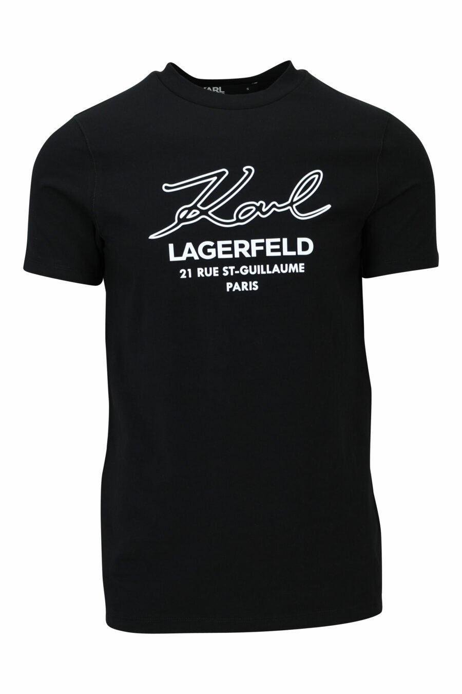 Camiseta negra con maxilogo firma delineado "rue st guillaume" - 4062226958608