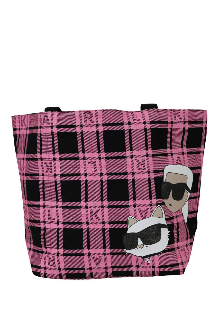 Tote bag reversible negro y rosa con maxilogo "choupette y karl" - 8720744676225