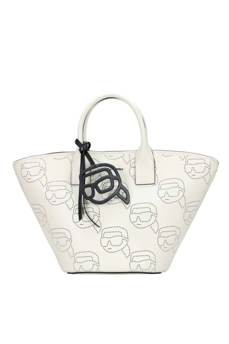 Tote bag mini blanco con karl "all over logo" perforado - 8720744816485