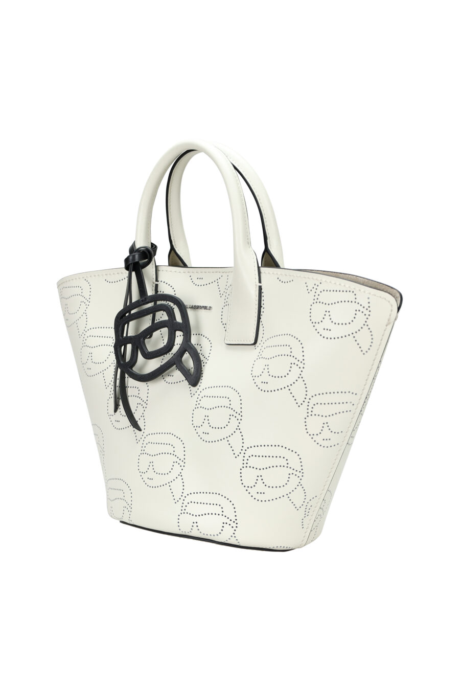 Tote bag mini blanco con karl "all over logo" perforado - 8720744816485 1