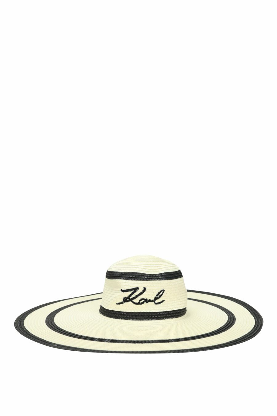 Sombrero de playa con lineas negras y maxilogo "karl" - 8720744817925 1