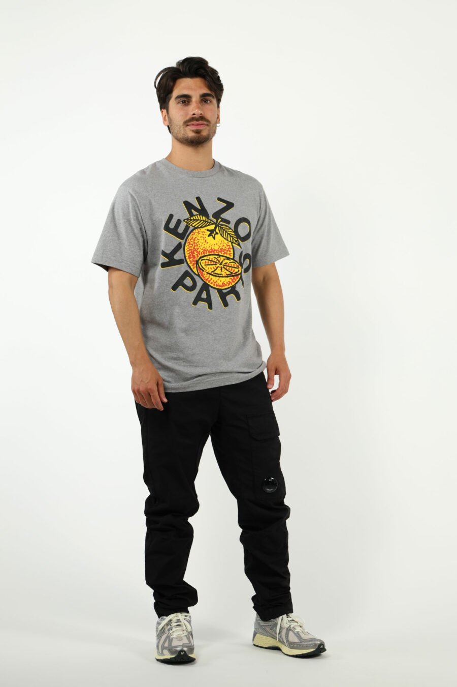 Camiseta gris con maxilogo "kenzo orange" - number13589